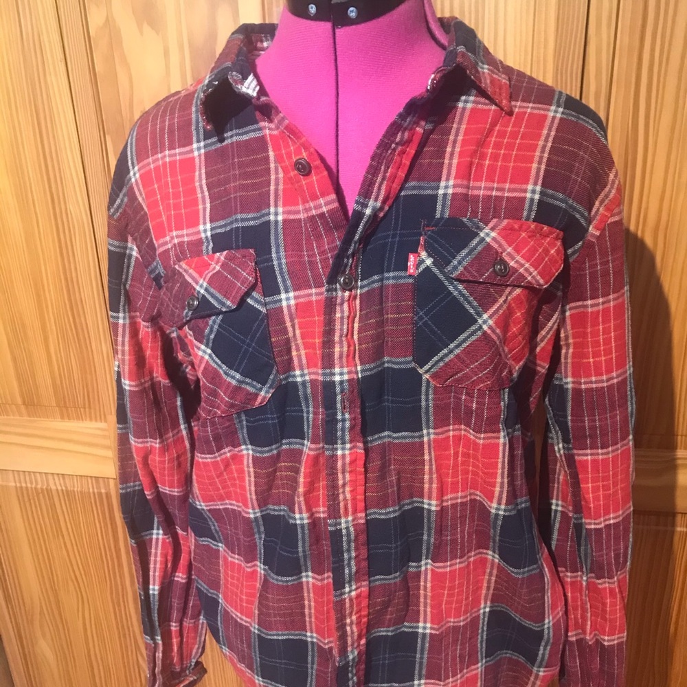 Men’s Levi’s Long Sleeved Plaid Flannel Shirt